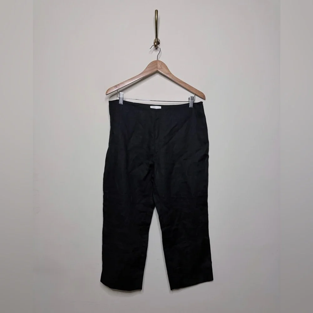 Reformation Petra Linen Pedal Pusher Pants in Black